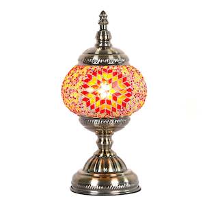 Red Sunburst Round Turkish Mosaic Lamp