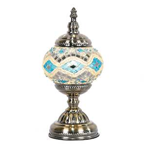 Sky Blue Round Turkish Mosaic Lamp