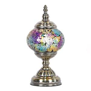 Metallic Rainbow Round Turkish Mosaic Lamp