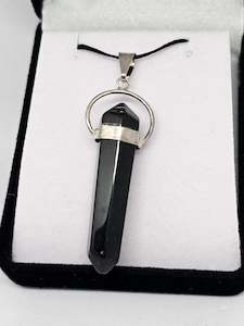 Black Obsidian Stirling Silver Point Pendant