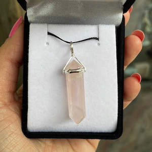 Rose Quartz silver point pendant