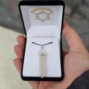 Rose quartz aura silver point pendant