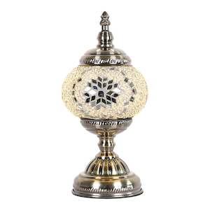 Internet only: Light Gold Round Turkish Mosaic Lamp