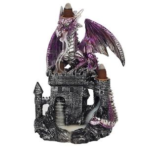 Purple Dragon on Castle Backflow Incense Cone Burner