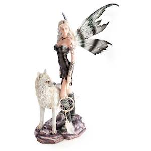 Dreamcatcher Fairy with White Wolf