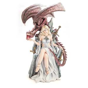 White Queen on Throne with Dragon