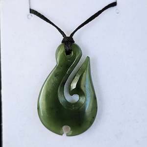 Fish Hook Greenstone Pendant