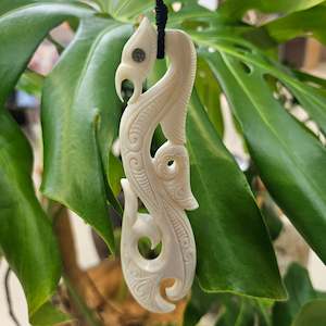 Manaia Large Bone Pendant with Paua