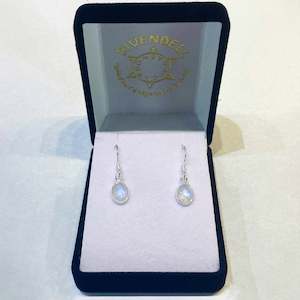 Moonstone 925 Sterling Silver Oval Drop Earrings - Small