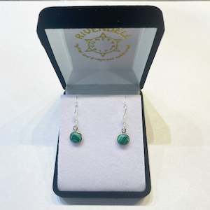 Malachite 925 Sterling Silver Drop Circle Earrings