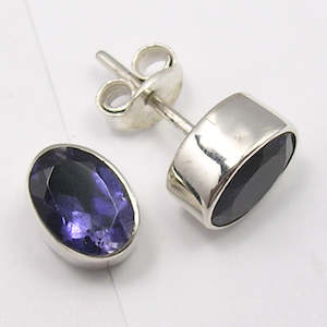 Oval Iolite 925 Sterling Silver Studs