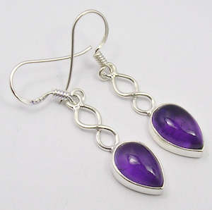 Reverse Teardrop Amethyst 925 Sterling Silver Dangle Earrings