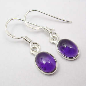 Oval Amethyst 925 Sterling Silver Dangle Earrings