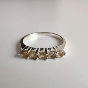 Citrine Multistone 925 Sterling Silver Ring