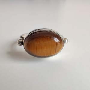 Tiger's Eye Oval 925 Sterling Silver Ring