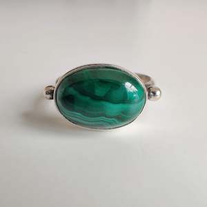 Internet only: Malachite Oval 925 Sterling Silver Ring