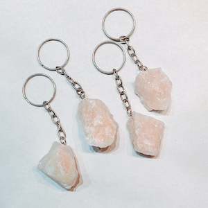 Internet only: Raw Rose Quartz Key Ring - Assorted