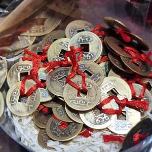 3 coins in feng shui ribbon