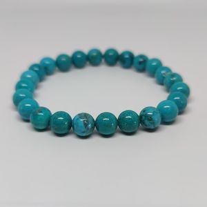 Turquoise Howlite Round Bead Crystal Bracelet