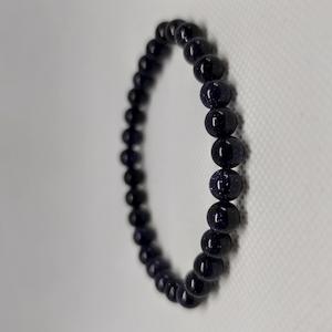 Blue Goldstone Round Bead Crystal Bracelet