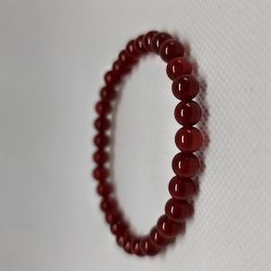 Carnelian Round Bead Crystal Bracelet