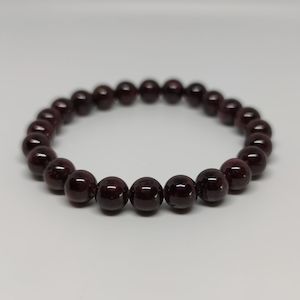 Garnet Round Bead Crystal Bracelet