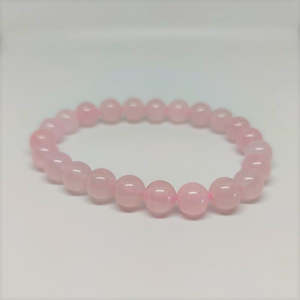 Rose Quartz Round Bead Crystal Bracelet