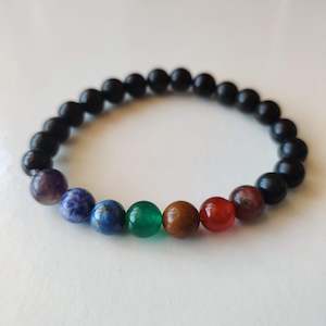 Chakra Black Agate Bracelet