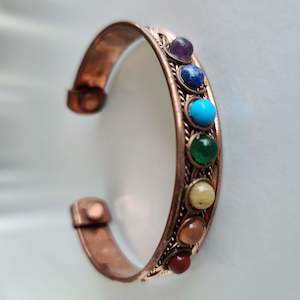 Chakra Copper Magnetic Bracelet with Woven Pattern