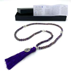 Amethyst Mala beads with Chakra Charm- 108 Beads