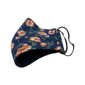 Face Mask -  Louise Floral with Contrast Black