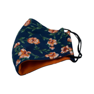 Face Mask -  Louise Floral with Contrast Orange