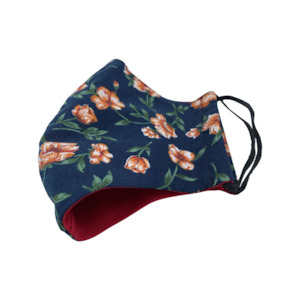 Face Mask -  Louise Floral with Contrast Red