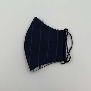 Face Mask - Navy Blue Stripe with Grey and White