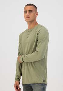 Henley Long Sleeve in Oil Green by Dstrezzed