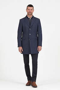 Navy Textured Coat by Florentino