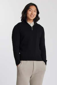 Black Zip Collared Jumper by Standard Issue