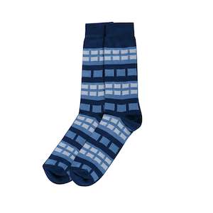 Navy with Baby Blue Tiles Sock by Visconti