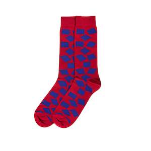 Red with Blue Tiles Sock by Visconti