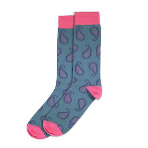 Socks: Steel Blue Paisley Sock by Visconti