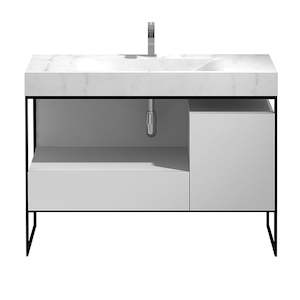 Pure Frame Floor Vanity 1200 X1 Drawer 1x Door With Marble Top 1th