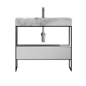 Pure Frame Floor Vanity 900 X1 Drawer With Marble Top 1th