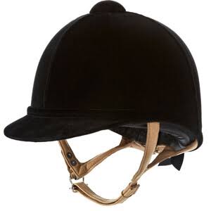 Charles Owen black velvet Fian helmet, size 60