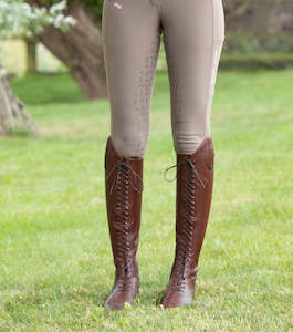 Premier Equine Maurizia Ladies Lace Front Tall Leather Riding Boots - Brown