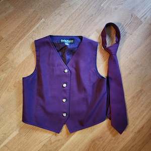 Internet only: Abela Ponies burgundy Waistcoat / Vest and tie. Kids age 8 to 10