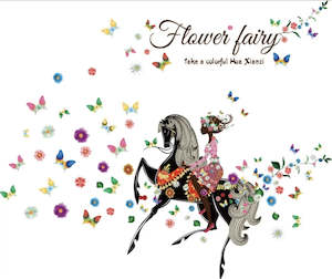 Vinyl PVC sticker wall art 'Beautiful Flower Horse Fairy'