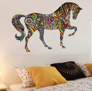 Vinyl PVC sticker wall art 'floral horse' 38cm x 48cm