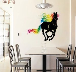 Vinyl PVC sticker wall art 'rainbow horse' 60cm x 60cm