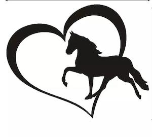 Vinyl PVC sticker wall art 'horse in my heart' 13cm x 10cm