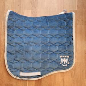 Mattes blue velvet dressage saddle pad. Full size